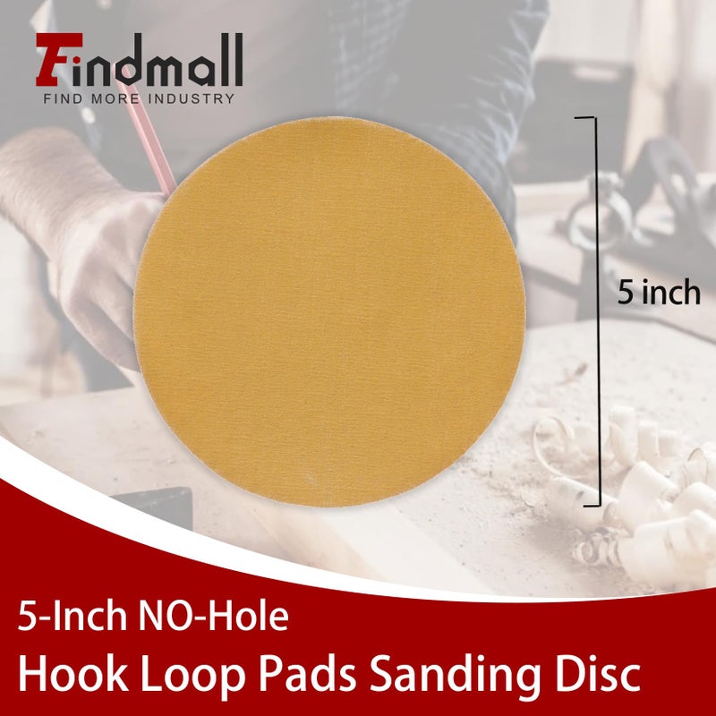 findmall Hook Loop Pads Sanding Disc 5-Inch NO-Hole 100Pcs Aluminum Oxide Round Flocking Sandpaper for Sanding Grinder Polishing Accessories (60 80 120 180 240 320) Grit (320grit) - Image 3